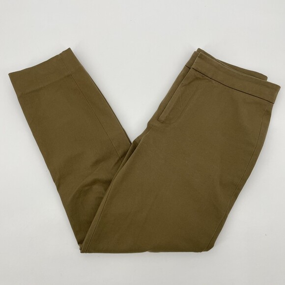 EVERLANE The Fixed Waist Stretch Cotton Trouser Pant Olive Green Size 2 - Picture 2 of 8
